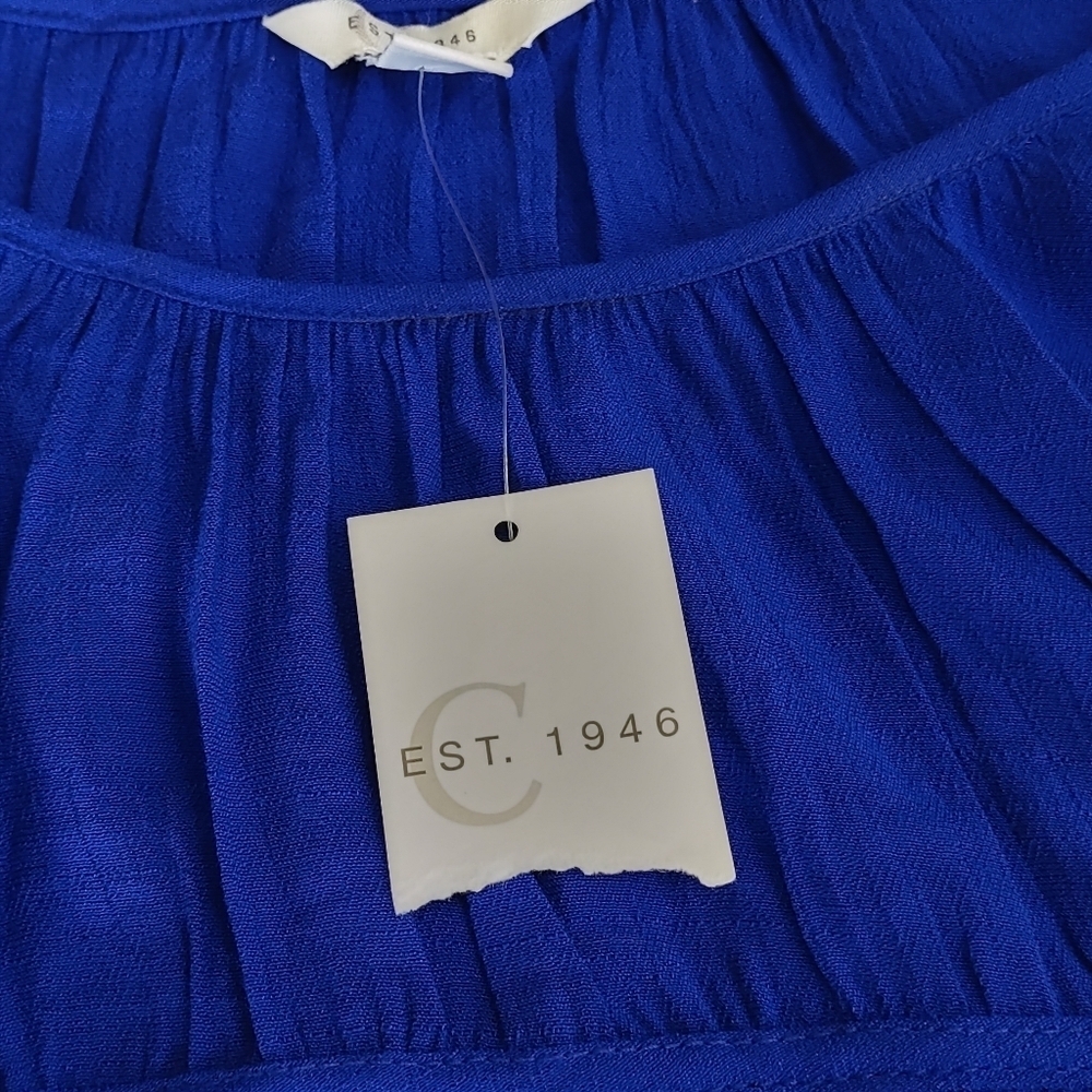 C Est. 1946 Women's Blue 3/4 Ruffle Sleeve Cowlneck Top Blouse Size XL NWT - Picture 10 of 11